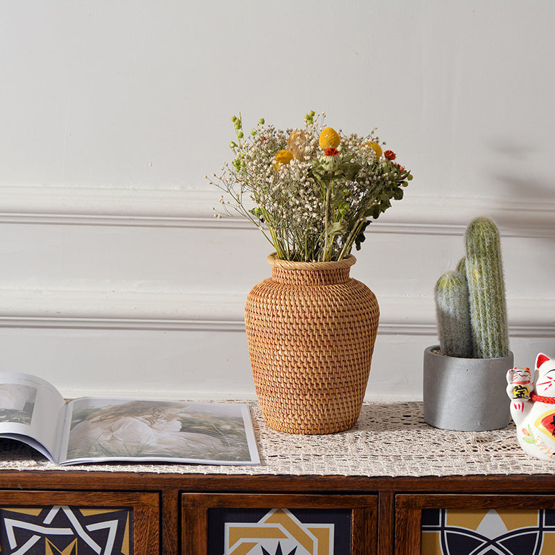 Rattan Woven Floral Vase!