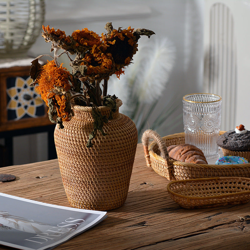 Rattan Woven Floral Vase!